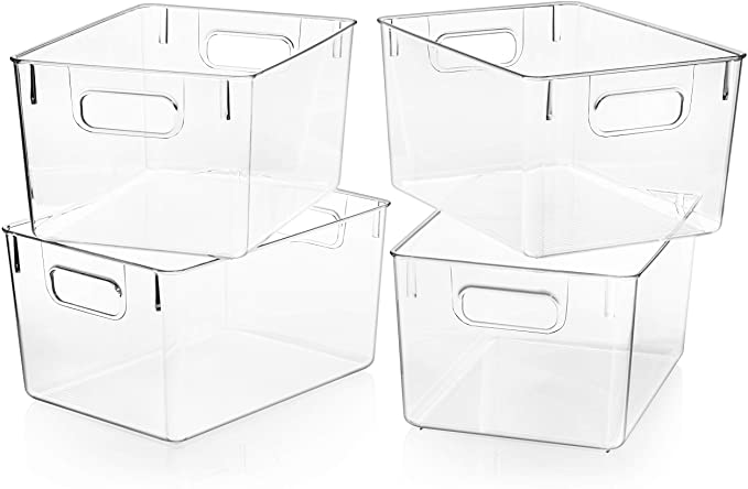 New Plastic Storage Bins | Kitchen Organization or Pantry Storage | 4 Pack Large