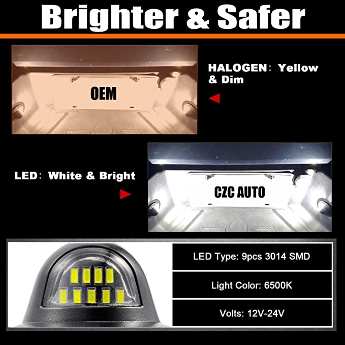 New 2 PCS LED License Plate Light | Car Accessories | 6500K White Super Bright