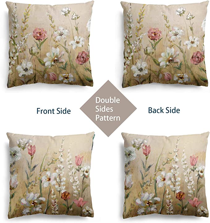 New 2PCS 16" x 16" Flower Throw Pillow Covers | Decorative Cushion Cases