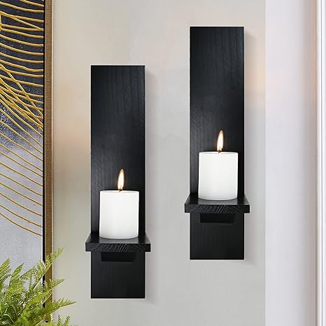 New Wall Candle Sconces | Decorative Wooden Candle Holder | Farmhouse Candle Sconce | Set of 2