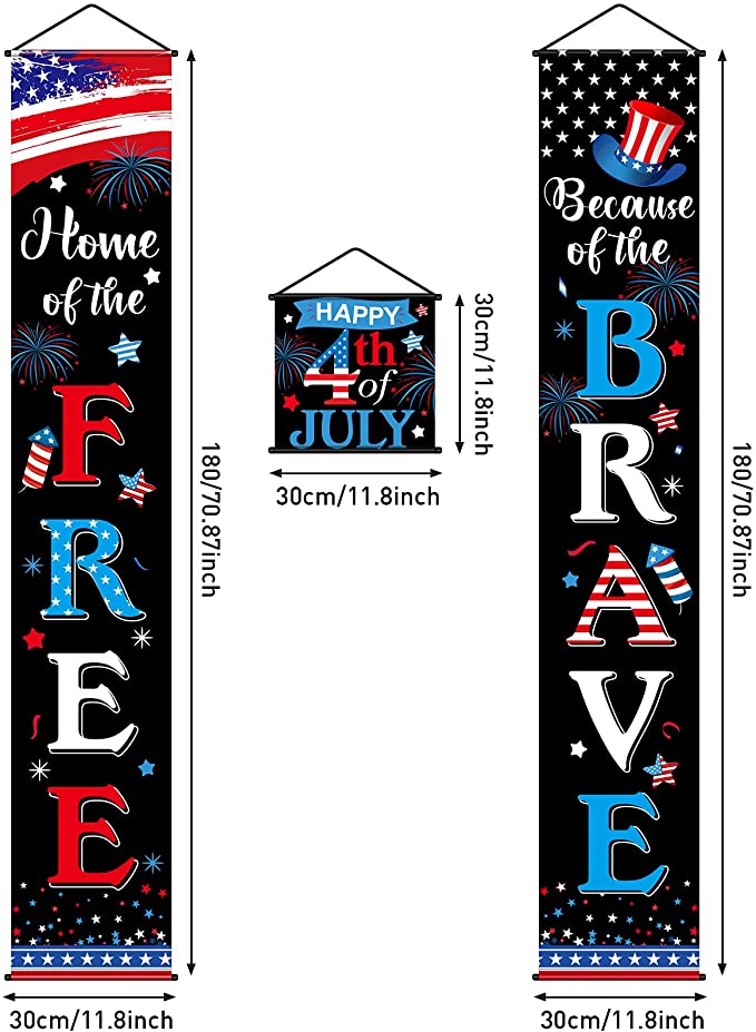 New 3 PCS 4th of July Decoration Independence Day Patriotic Banner