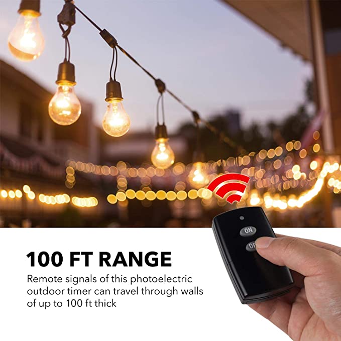 Heavy Duty Waterproof Outdoor Light Timer | Plug in Light Sensor Countdown Timer