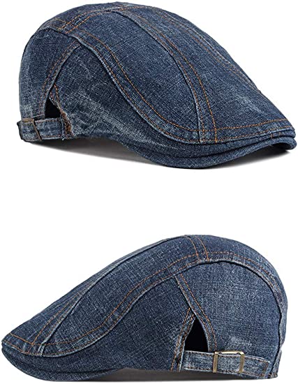 New 2 PCS Mens Denim Cotton Newsboy Cap Ivy Gatsby Driving Hunting Cabbie Hats