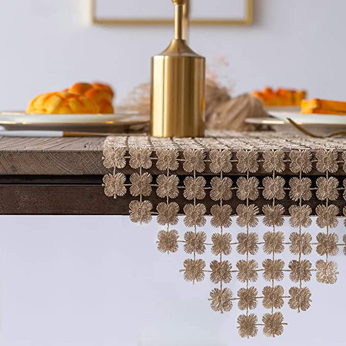 New 12" x 72" Table Runners | Glitter Gold Clover Table Runner