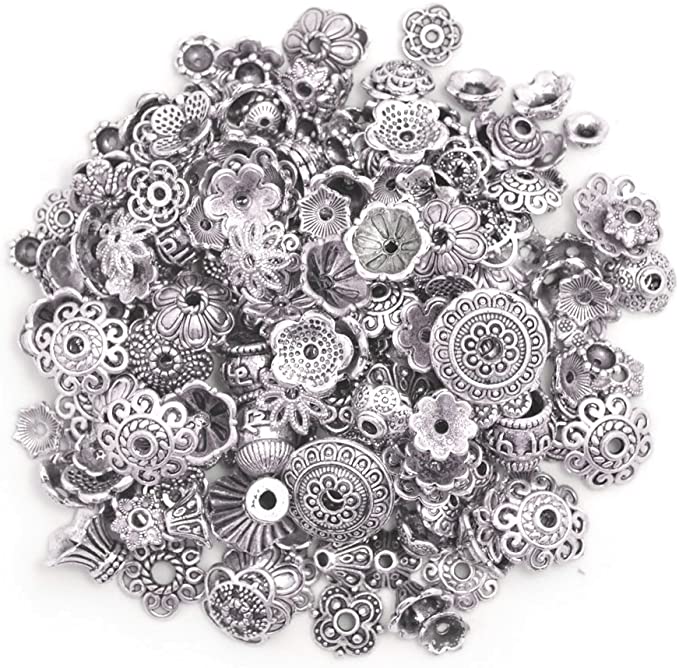 New 160-210PCS Bali Style Jewelry Making Metal Bead Caps Deluxe New Mix