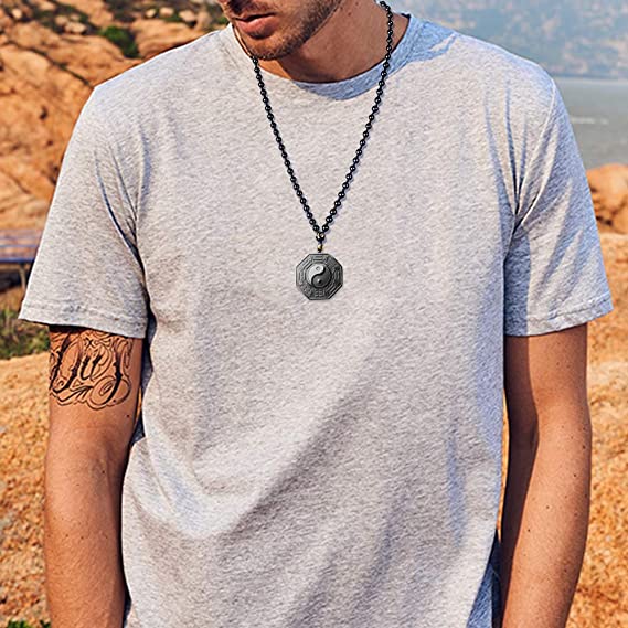 New Wolf Protection Pendant w/ Adjustable Bead Chain | Necklace Black Gemstone