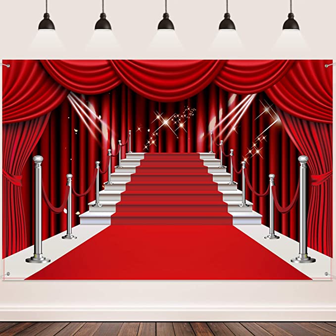 New Red Curtain Backdrop Banner | Carpet Fabric Photography Backdrop | Party Decorations | 6 x 4 Ft