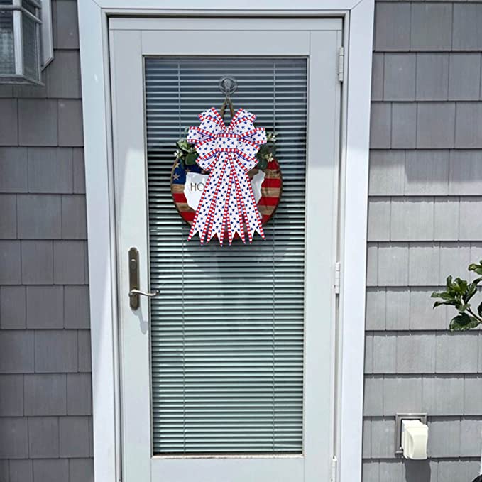 New 2 PCS 4th of July American Flag Patriotic Wreath Bow | Independence Day Decoration