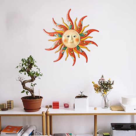 New 17.3" Large Metal Sun Wall Art Decor | Indoor/Outdoor Decor