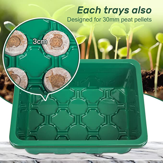 New 10PCS Seedling Tray | Plant Starter Kit w/ Dome & Base Greenhouse Grow Trays