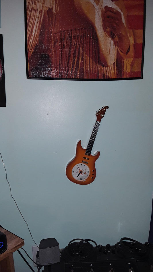 Muellery Vintage Wall Clock Guitar Music Gifts Guitars Players Easy Hanging Decor Bedroom Living...