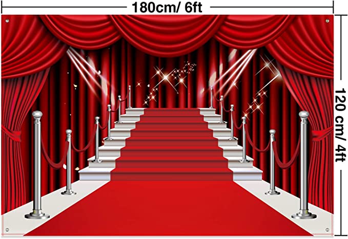 New Red Curtain Backdrop Banner | Carpet Fabric Photography Backdrop | Party Decorations | 6 x 4 Ft