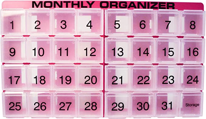 New 31 Day Pill Organizer | 31 Compartments + Storage Monthly Pill Organizer