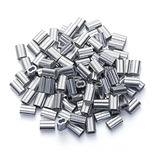 New 1/16" 200PCS Aluminum Crimping Loop Sleeve | Cable Ferrule Wire Rope Sleeves