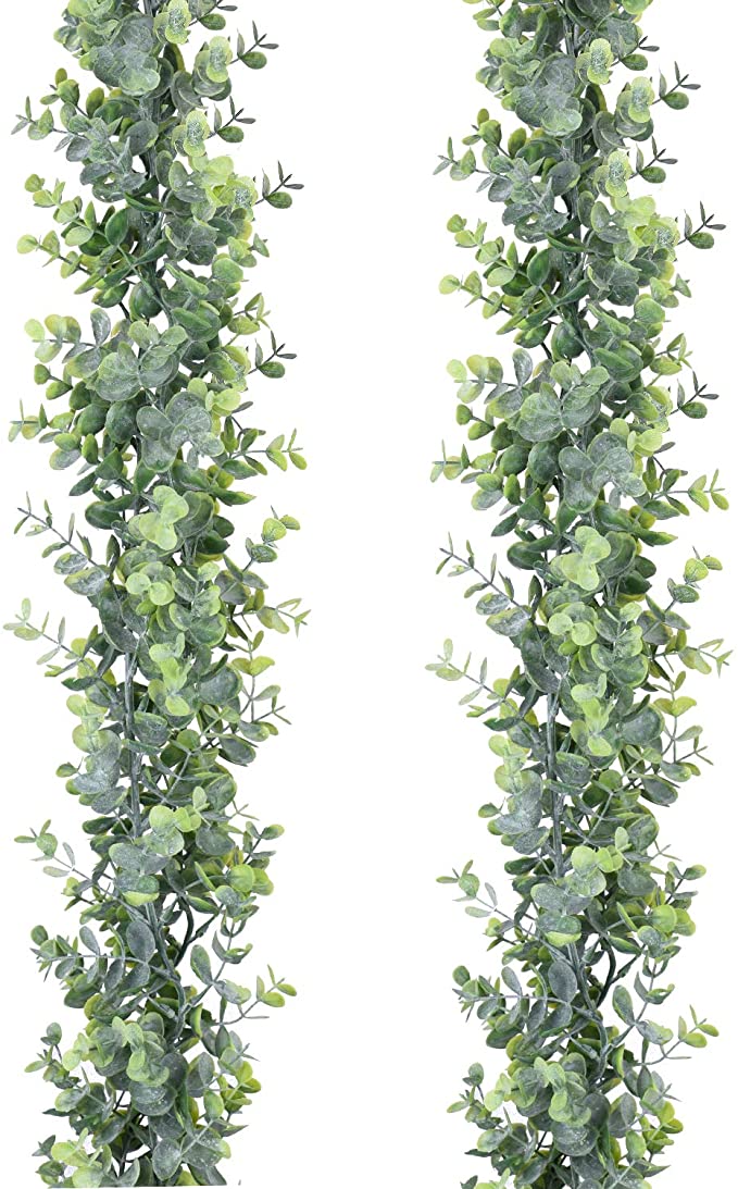 New 2 PCS Artificial Vines Hanging Eucalyptus Leaves | Faux Eucalyptus Garland Plant