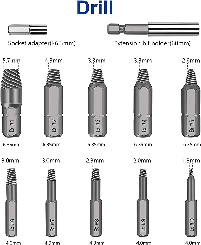 Heavy Duty 22PCS Damaged Screw Extractor Set | Stripped Screw Remover