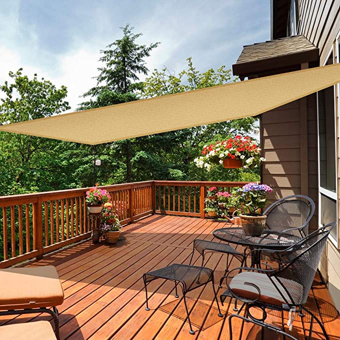 New Sun Shade Sail Canopy | Fabric Permeable Pergolas Top Cover | Garden Backyard Awning | 8" x 12"