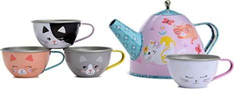 New Kids Tin Tea Set & Carrying Case | 15 Pcs