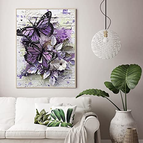 New 12" x 16" 5D Diamond Painting Kits | Butterfly Rhinestone Painting w/ Diamonds Pictures Arts