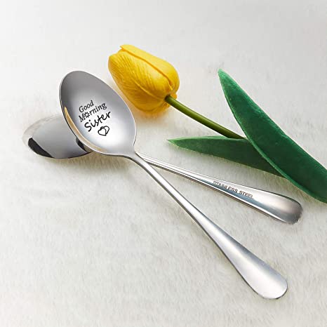 New Stainless Steel Spoon with Silver boxes | Good Morning Sister Spoon | 2 Packs