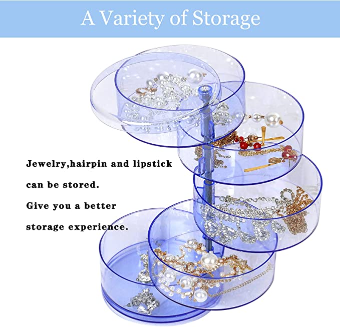 New Jewelry Organizer | Storage Box Jewelry Accessory Storage Tray | Transparent blue | 5 layers