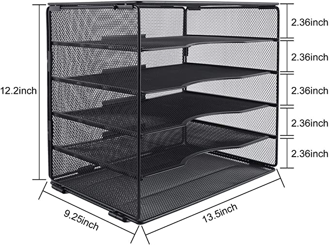 New Mesh Desktop File Organizer | Literature Magazine Holder | 5-Tier