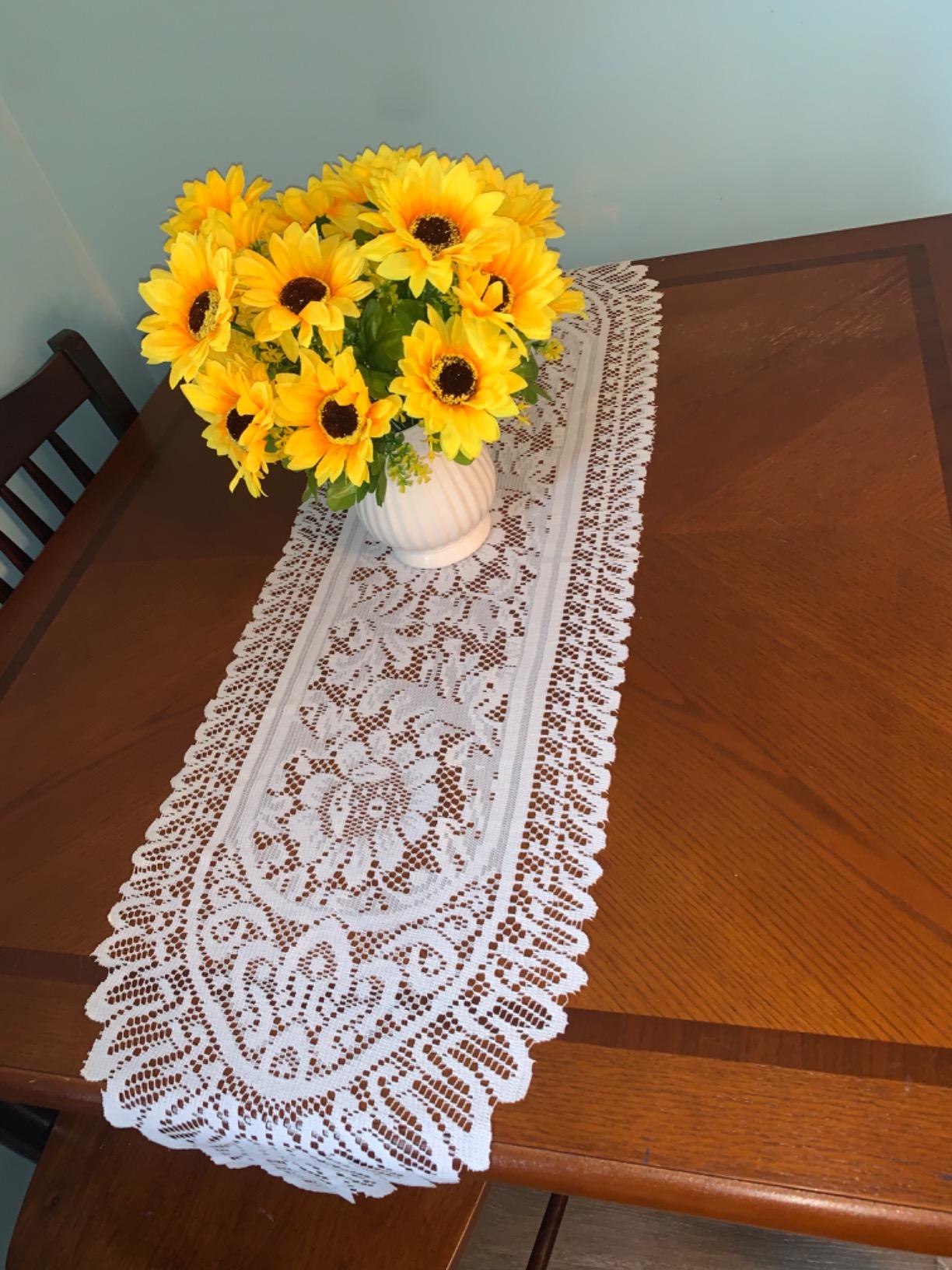 New 2PCS Cotton Crochet Lace Rectangular Table Runner Dresser Scarf