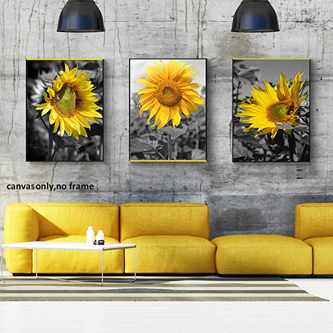 New 3 PCS 12" x 16" Sunflower Canvas Wall Art Painting | Landscape Pictures Posters