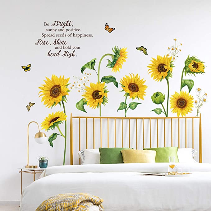 New Summer Sunflower Wall Decals | Butterfly Wall Stickers