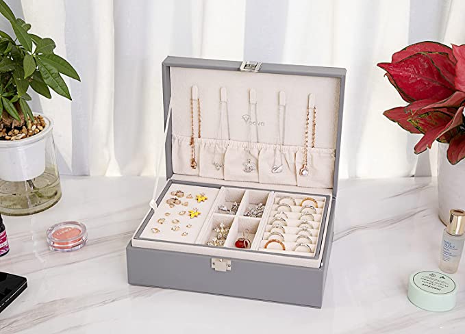 New Jewelry Box Organizer | 2 Layer Large Jewelry Storage Case