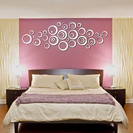 New Removable Round Circle Wall Sticker Decal Acrylic Mirror | 72 Pcs | 2.5 -13.5 cm