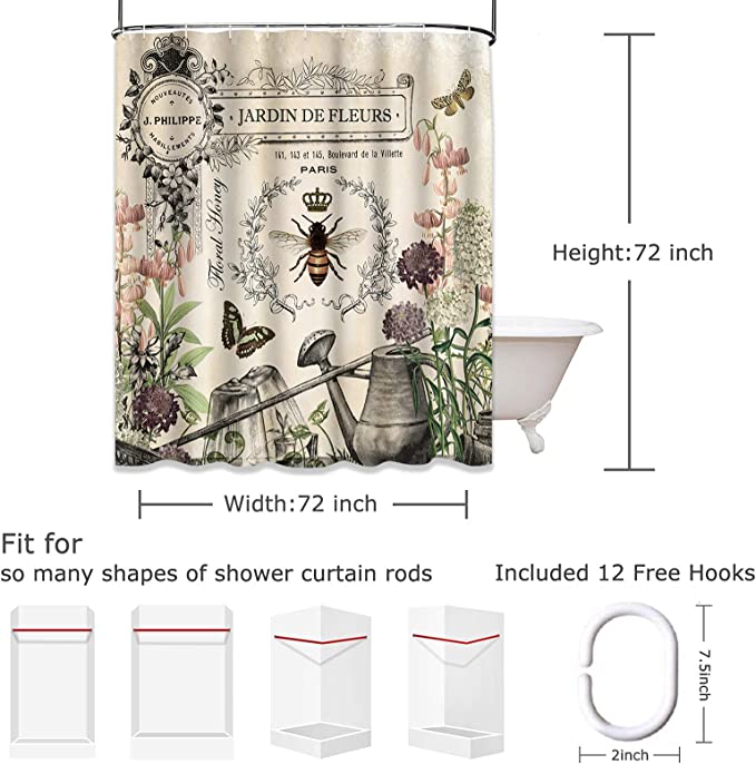 New hower Curtain | Home Decor Waterproof Bath Bathroom Curtains Set | 72" x 72"