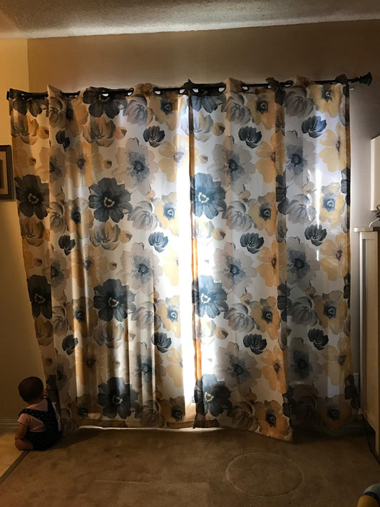 New Room Darkening Window Curtain | Floral Insulated Grommet | 84" L