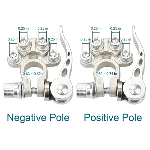 Heavy Duty 2PCS Battery Terminal Connectors | 4 Way Quick Release Disconnect Battery Terminals