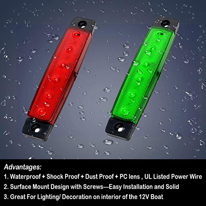 New 2PCS Boat Navigation Lights | Marine Led Strip Lights for Boat Lights Bow & Stern