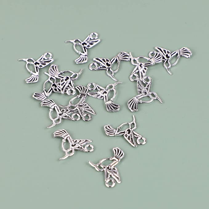 New 100PCS Antique Silver Hummingbird Charms Pendant | DIY Jewelry Making