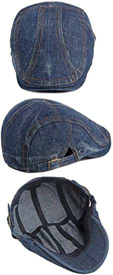 New 2 PCS Mens Denim Cotton Newsboy Cap Ivy Gatsby Driving Hunting Cabbie Hats