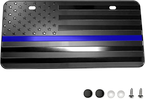 New 12" x 6" USA Black Flag Metal Embossed License Plate