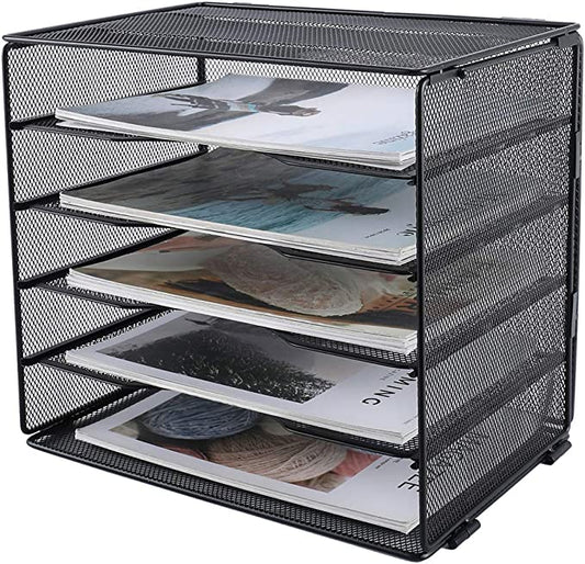 New Mesh Desktop File Organizer | Literature Magazine Holder | 5-Tier