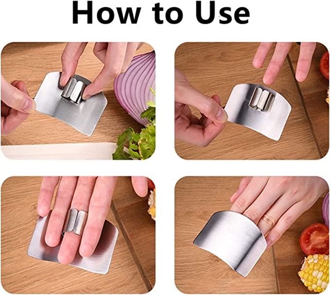 New 2PCS Kitchen Tool Stainless Steel Finger Protector | Kitchen Safe Chop Cut Tool