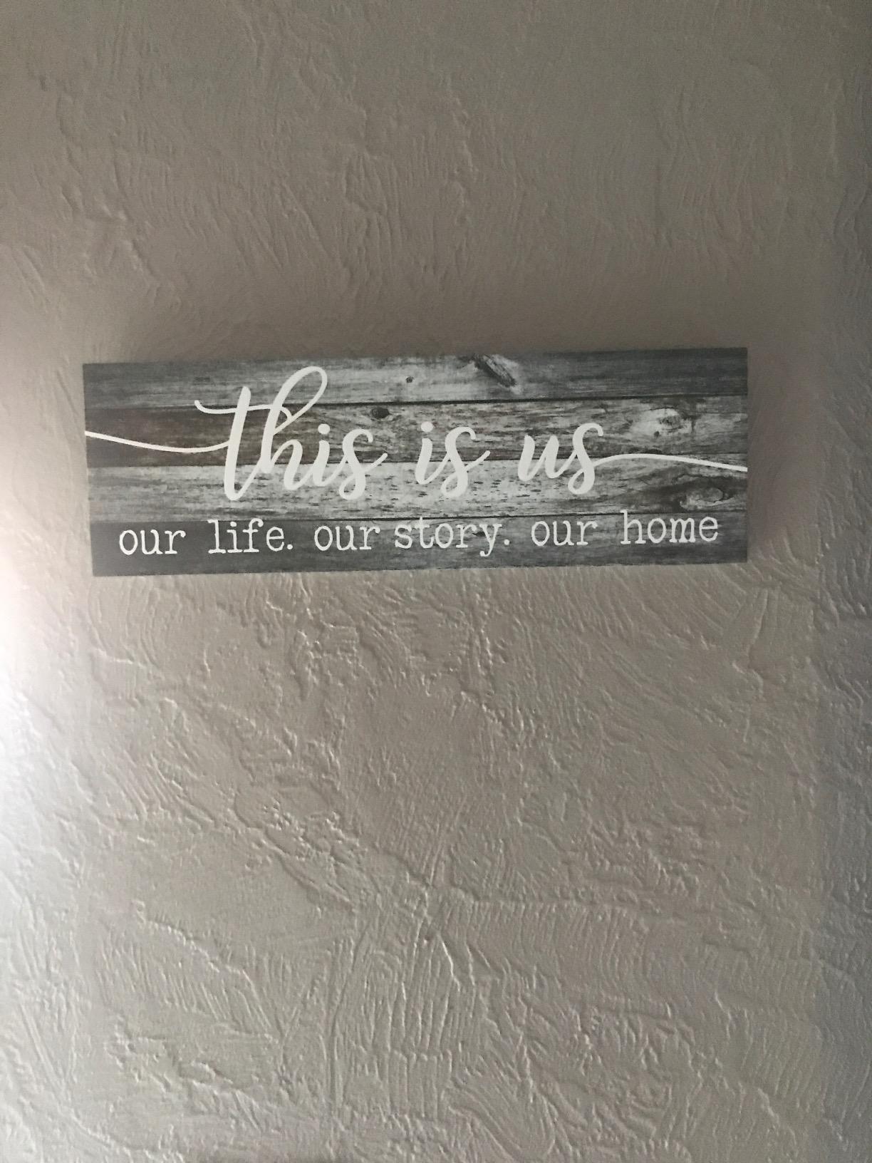 New Rustic Farmhouse Wood Wall Decor Sign | This Is Us Our Life Our Story Our Home | 6" x 18"