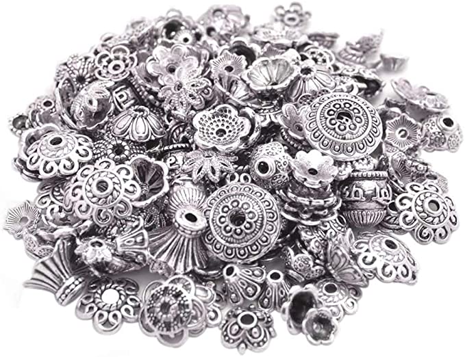 New 160-210PCS Bali Style Jewelry Making Metal Bead Caps Deluxe New Mix