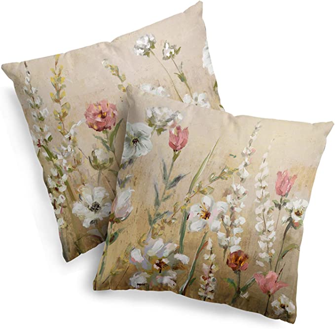 New 2PCS 16" x 16" Flower Throw Pillow Covers | Decorative Cushion Cases