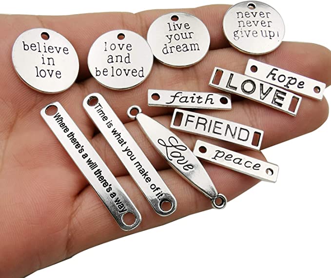 New Inspiration Words Lettering Charms Jewelry Making Crafting | DIY Necklace Bracelet