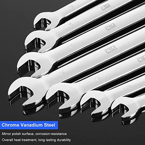 New 14 PCS 6-19mm Flex-Head Ratcheting Wrench Set | Combination Ended Spanner Kit w/ Storage Case