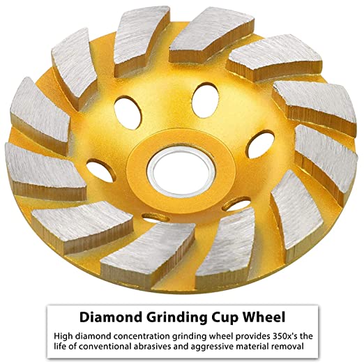 Heavy Duty Turbo Row Diamond Cup Grinding Wheel Angle Grinder Disc | 4'