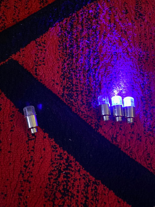 New Waterproof Blue LED Wheel Lights | Spoke Flash Lights Car Valve Stems Caps Accessories | 4 Pcs