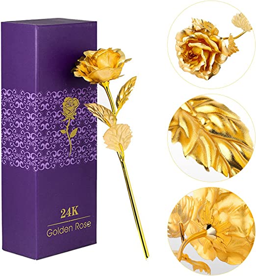 New Gold Rose Flower w/ Luxury Gift Box-Great Gift Idea