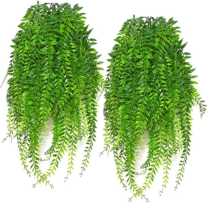 New 2 PCS Artificial Hanging Plants | Outdoor UV Resistant Plastic Plants