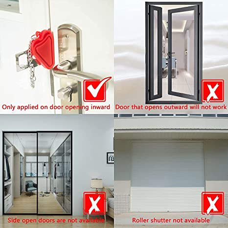 New 2 PCS Upgraded Portable Door Lock & Door Stop Alarm | Dual Protection Security Door Kit